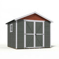 Abri de jardin 240 x 180 x 220 cm en bois vert gris à double porte style chalet