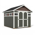 Abri de jardin 320 x 240 x 270 cm en bois gris et blanc avec portes doubles style grange
