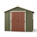 Abri de jardin 213 x 130 x 185 cm en métal vert brun avec double porte verrouillable