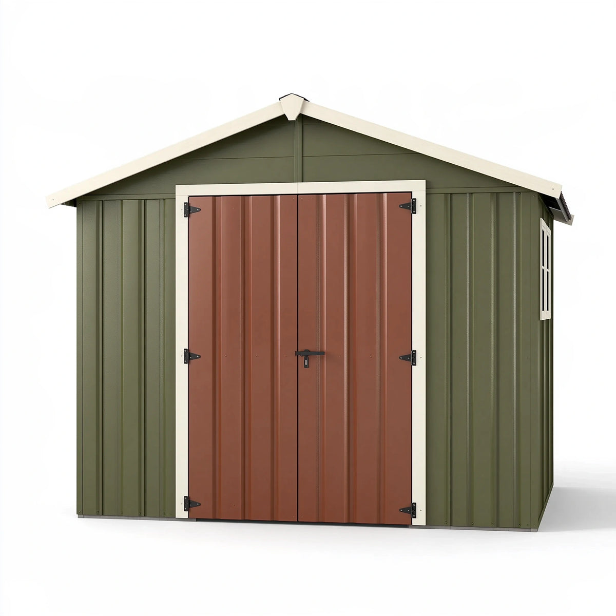 Abri de jardin 213 x 130 x 185 cm en métal vert brun avec double porte verrouillable