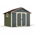 Abri de jardin 300 x 240 x 220 cm en métal vert anthracite à double porte avec fenêtre