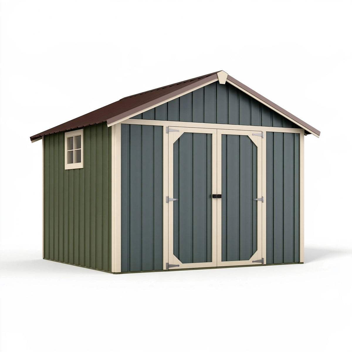 Abri de jardin 300 x 240 x 220 cm en métal vert anthracite à double porte avec fenêtre