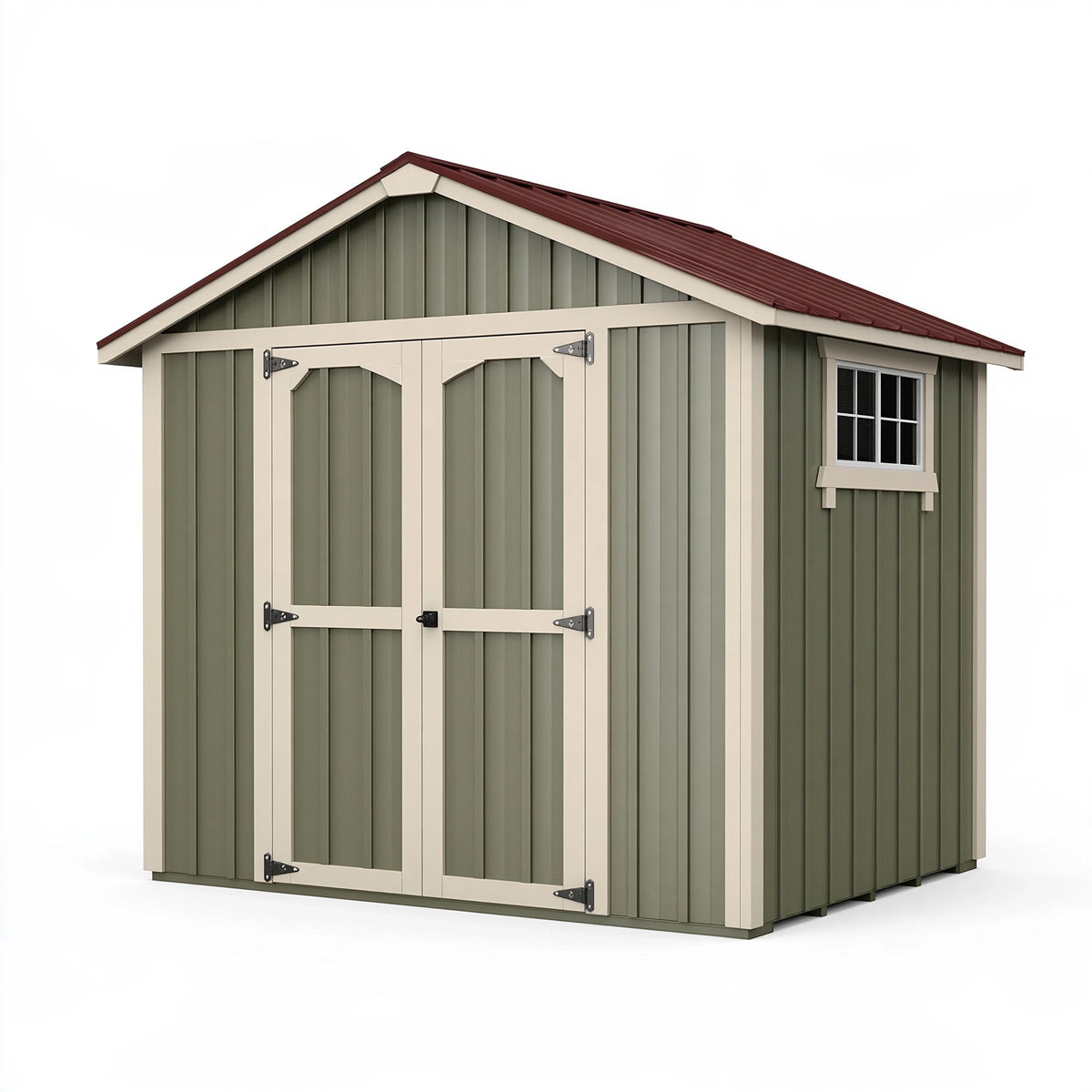 Abri de jardin 244 x 183 x 244 cm en acier vert olive pour rangement extérieur à double porte