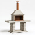 Barbecue de jardin 180 x 80 x 260 cm en béton gris avec foyer et cheminée