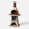 Barbecue de jardin 100 x 80 x 210 cm béton et acier brun style cheminée