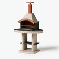 Barbecue de jardin 110 x 70 x 210 cm béton acier noir terre cuite avec cheminée