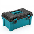 Caisse de rangement 60 x 40 x 32 cm en plastique noir/turquoise avec plateau amovible et couvercle antidérapant