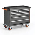 Servante d'atelier 90 x 50 x 95 cm en acier noir orange à 10 tiroirs mobile