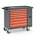 Servante d'atelier 78 x 46 x 97 cm en acier gris anthracite et orange à 8 tiroirs avec roulettes