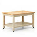 Établi 120 x 60 x 85 cm en bois et métal beige avec plateau perforé et tablette de rangement