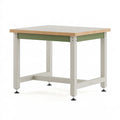 Établi 120 x 60 x 90 cm en bois et métal beige vert - table de travail réglable