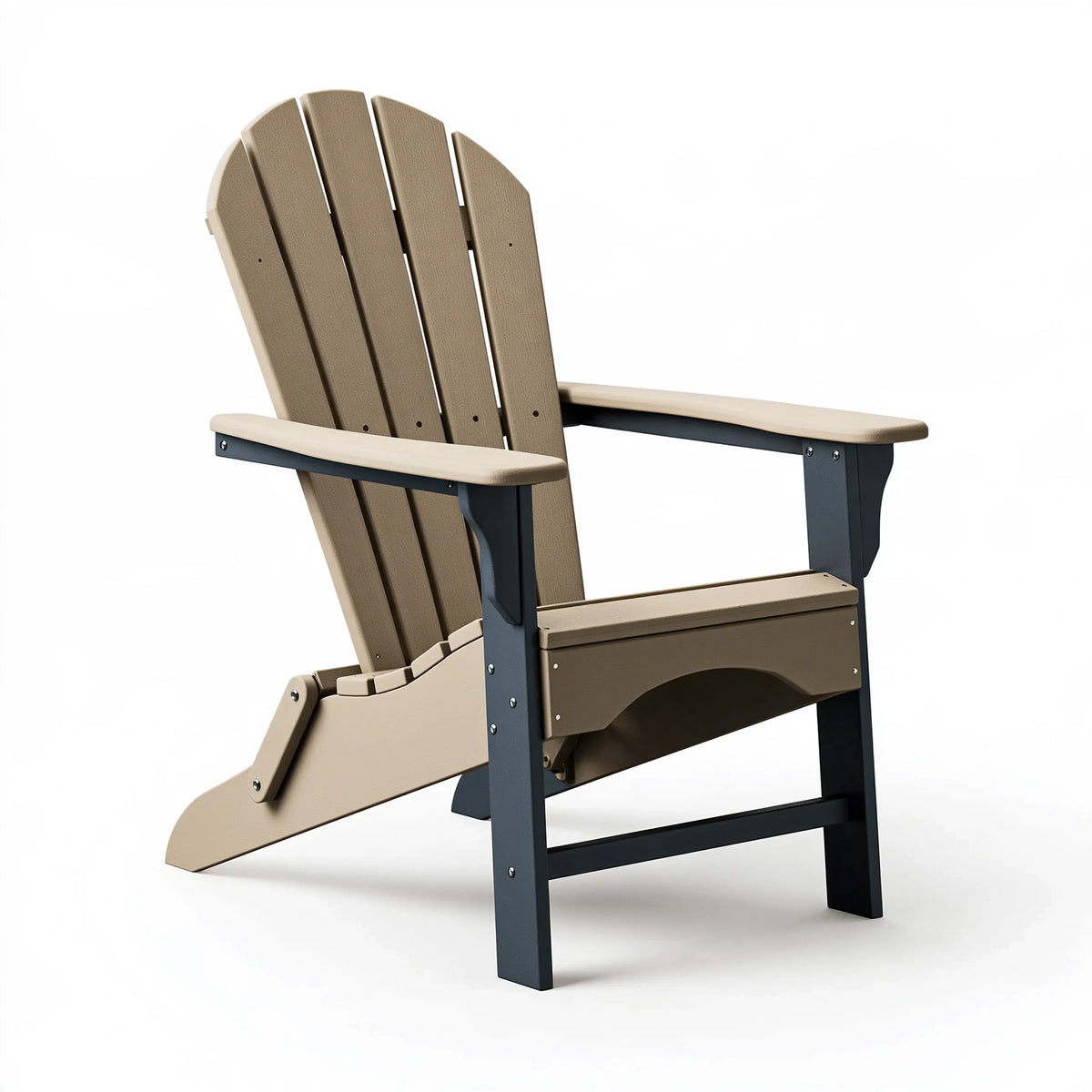 Fauteuil Adirondack 80 x 90 x 95 cm en matériau composite taupe et noir pour extérieur