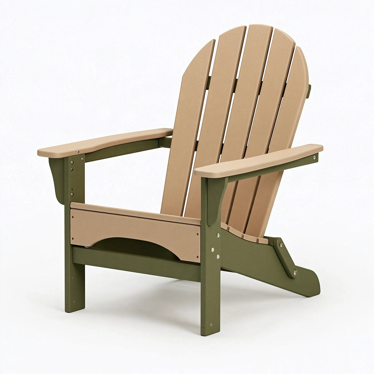Fauteuil de jardin 80 x 90 x 100 cm en plastique beige vert olive style Adirondack