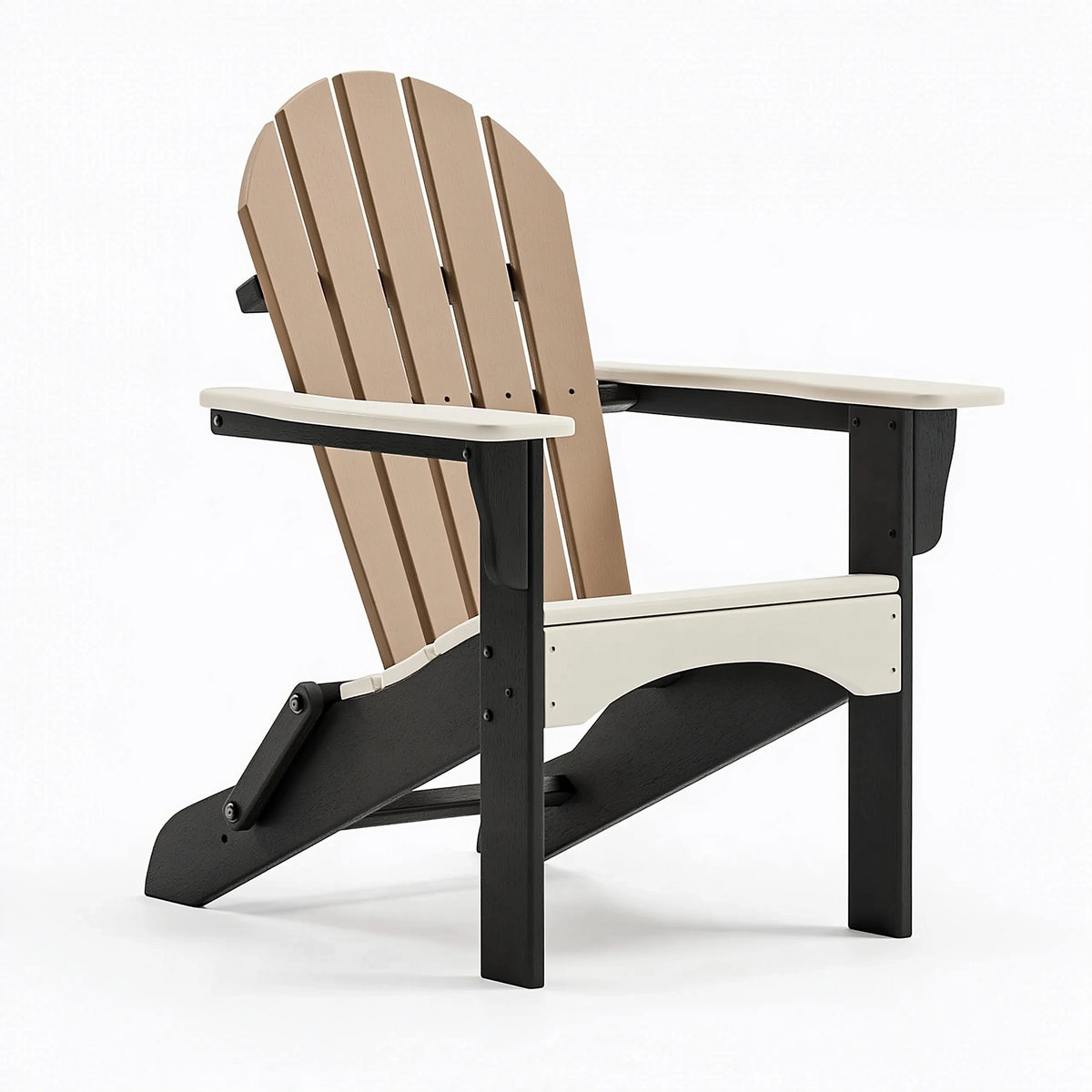 Fauteuil Adirondack pliant 85 x 80 x 98 cm en bois beige noir pour extérieur