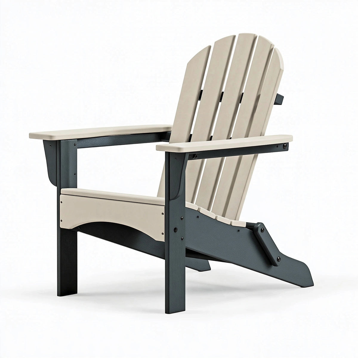 Fauteuil de jardin Adirondack 78 x 83 x 94 cm en plastique beige et noir inclinable