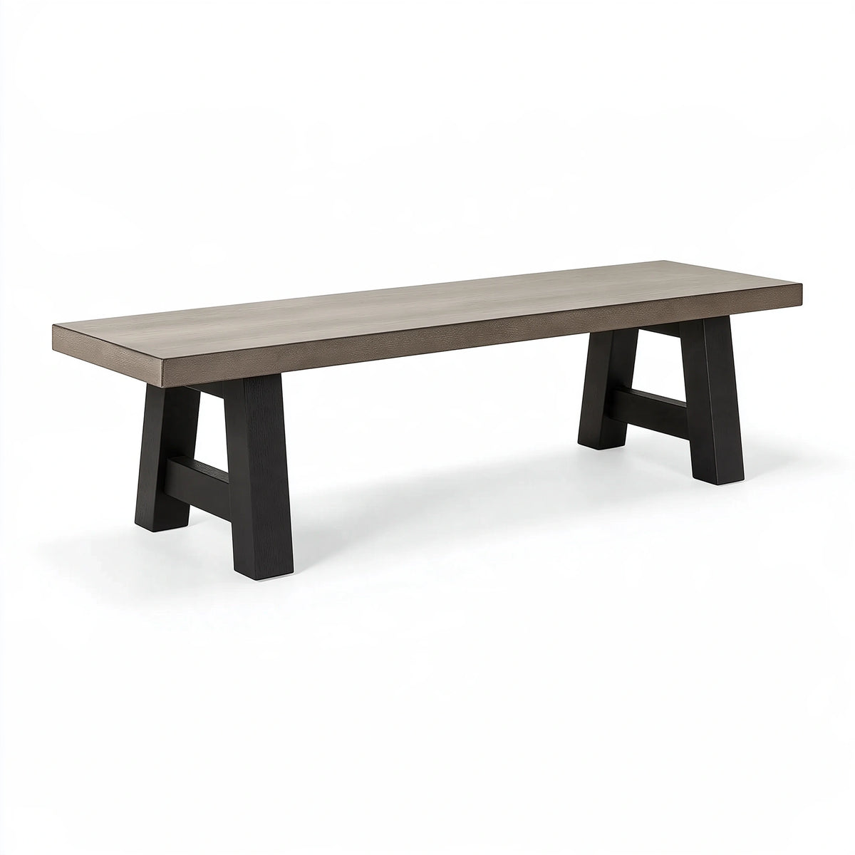Banc 160 x 40 x 45 cm en bois gris et noir style contemporain