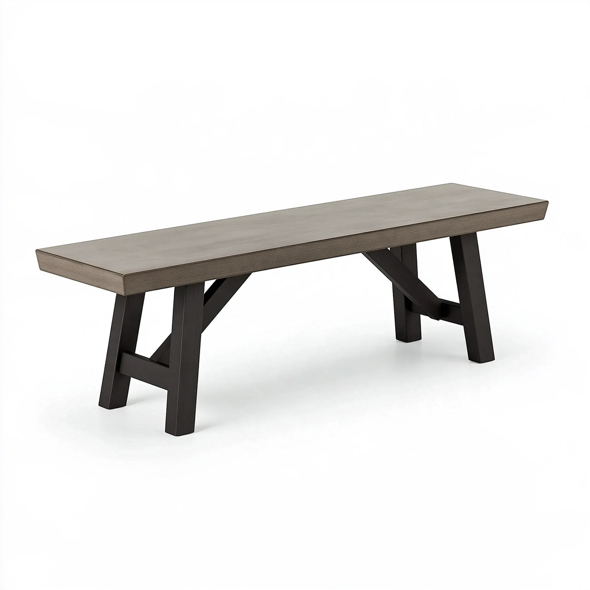 Banc 180 x 35 x 45 cm en bois gris et noir style industriel
