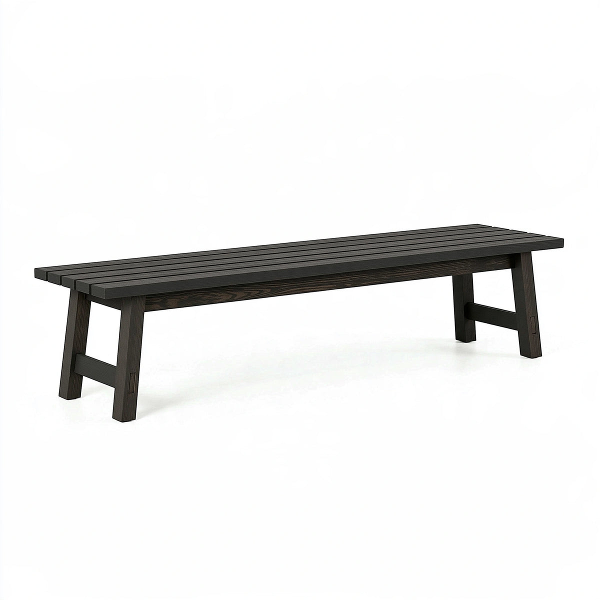 Banc 120 x 35 x 45 cm en bois noir à assise ajourée style contemporain