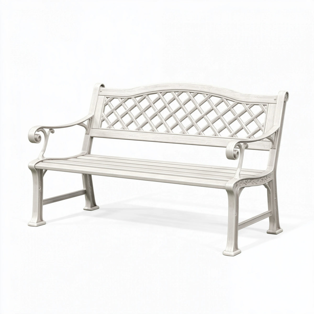 Banc de jardin 150 x 60 x 90 cm en métal blanc style classique