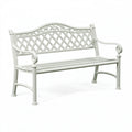 Banc de jardin 120 x 60 x 90 cm en métal blanc style classique ajouré