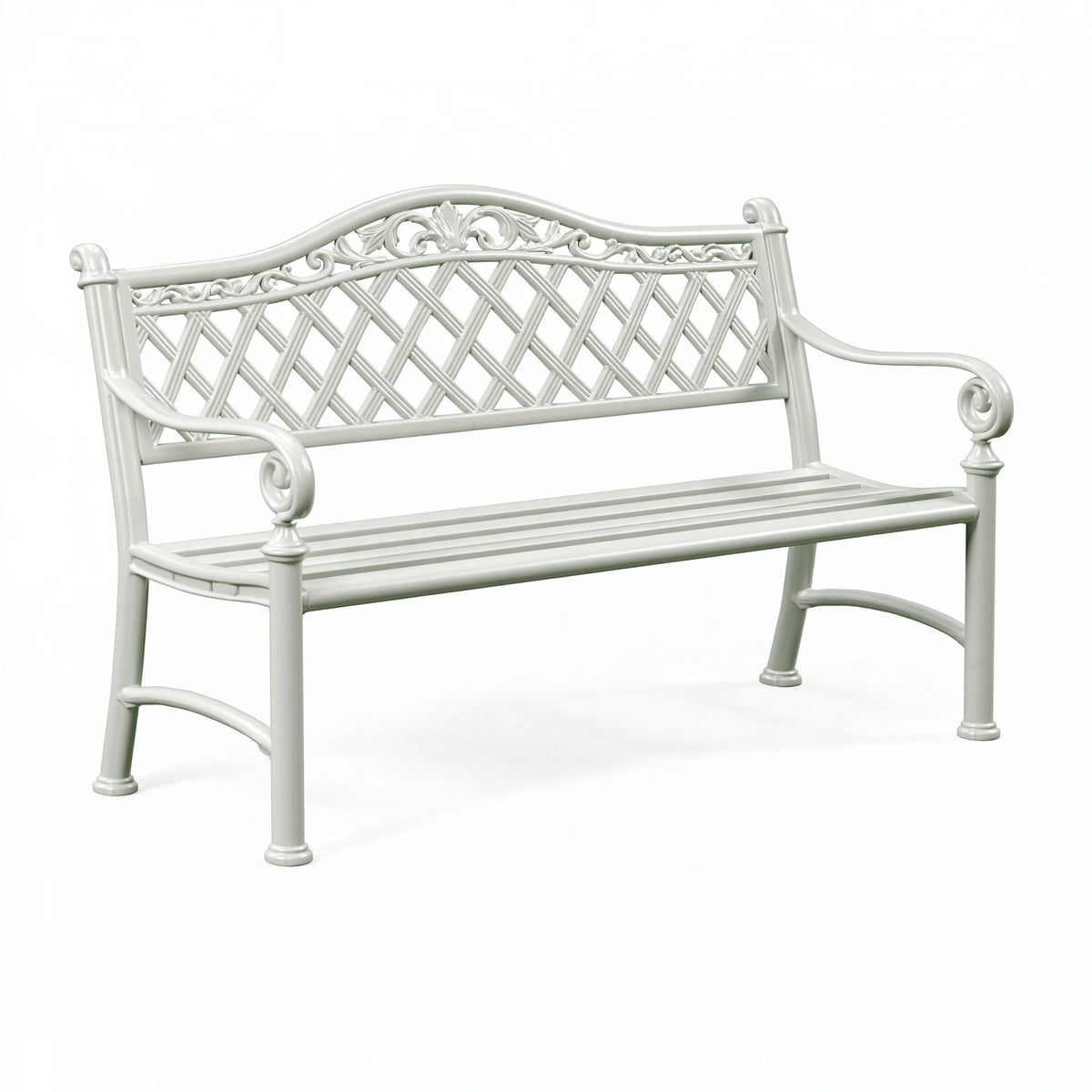 Banc de jardin 120 x 60 x 90 cm en métal blanc style classique ajouré
