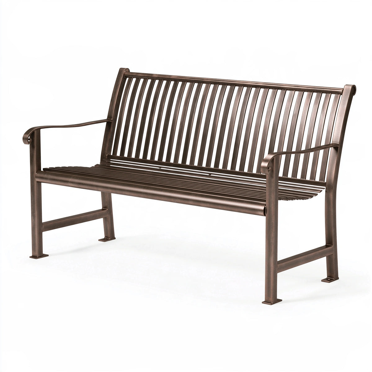 Banc de jardin 150 x 60 x 90 cm en métal brun à accoudoirs style industriel
