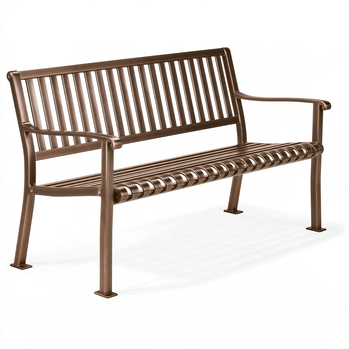 Banc de jardin 180 x 60 x 85 cm en métal brun à accoudoirs style classique
