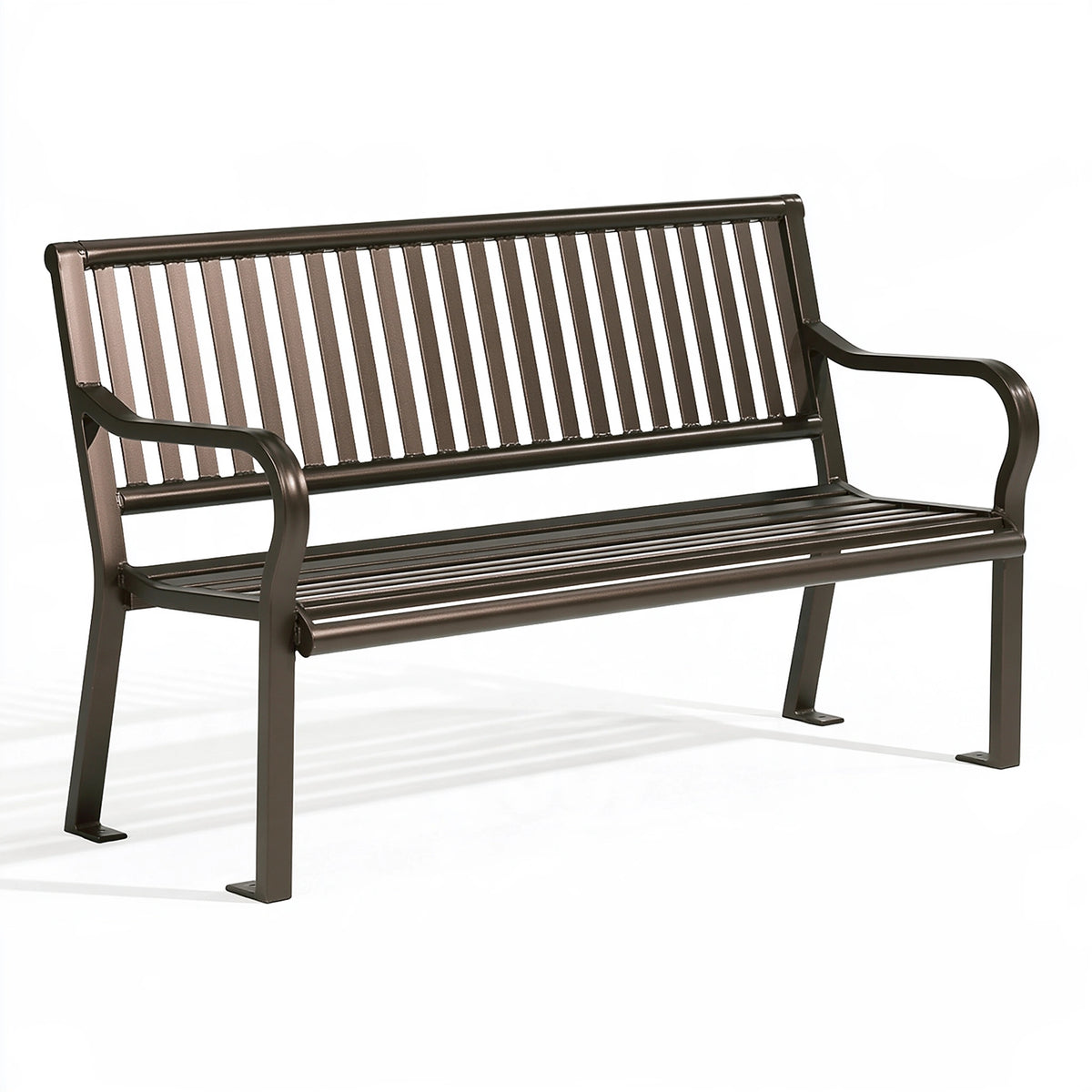 Banc de jardin 122 x 61 x 85 cm en acier brun à dossier ajouré